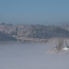 Nebel über dem Schnee