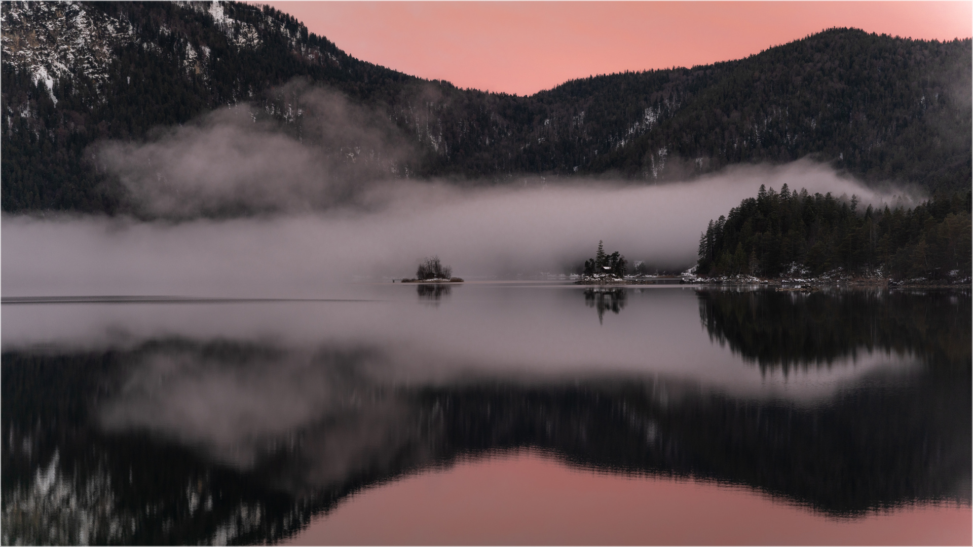 ... Nebel überm Eibsee ...