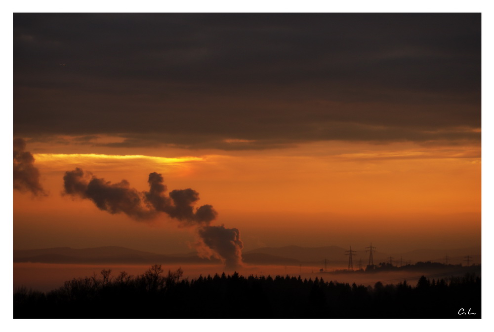 Nebel unten - Sonnenuntergang oben