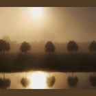 Nebel verzaubert Fluss-Landschaft