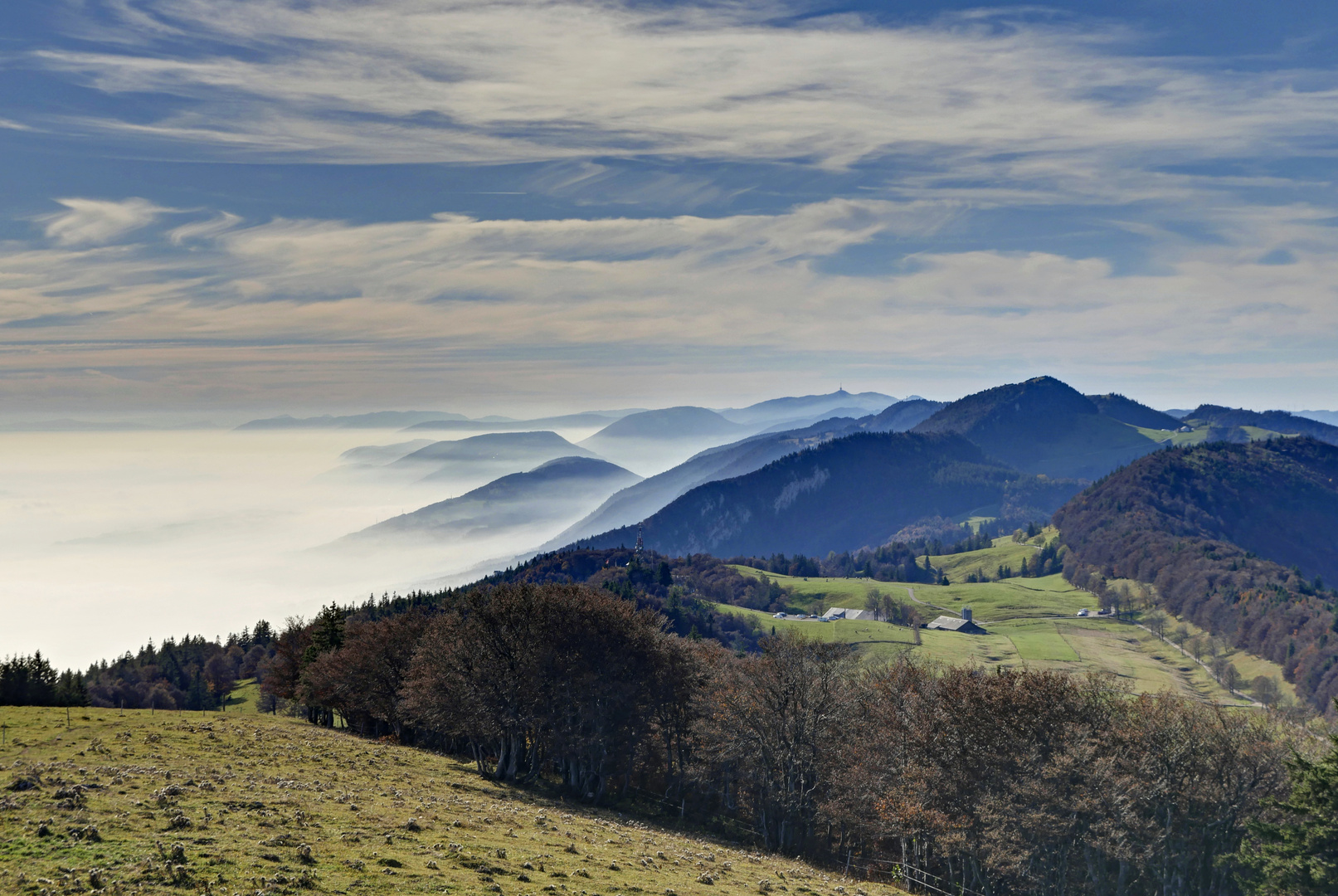 Nebel zieht in die Berge