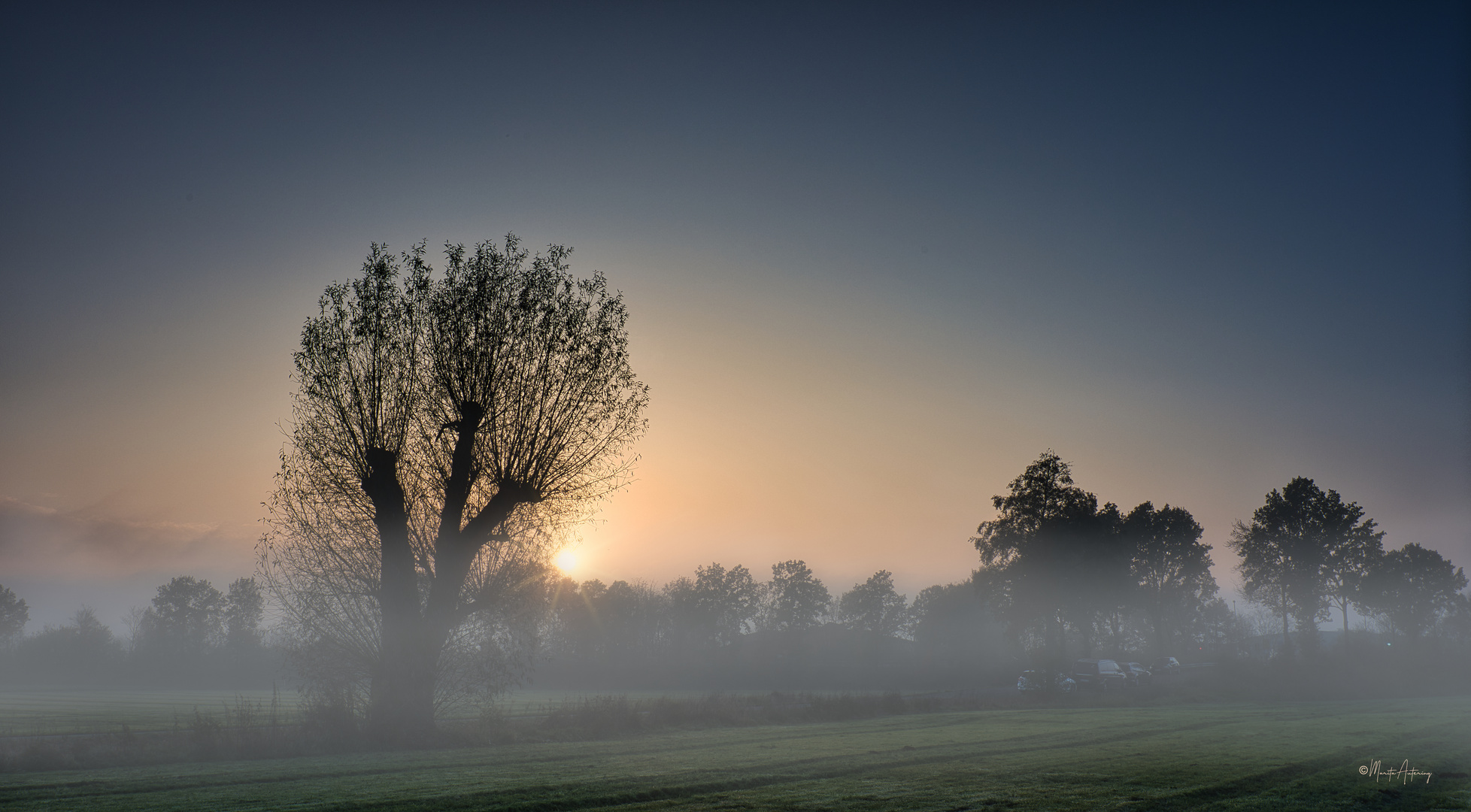 Nebel zum Sonnenuntergang 