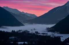 Nebelabend in Rot