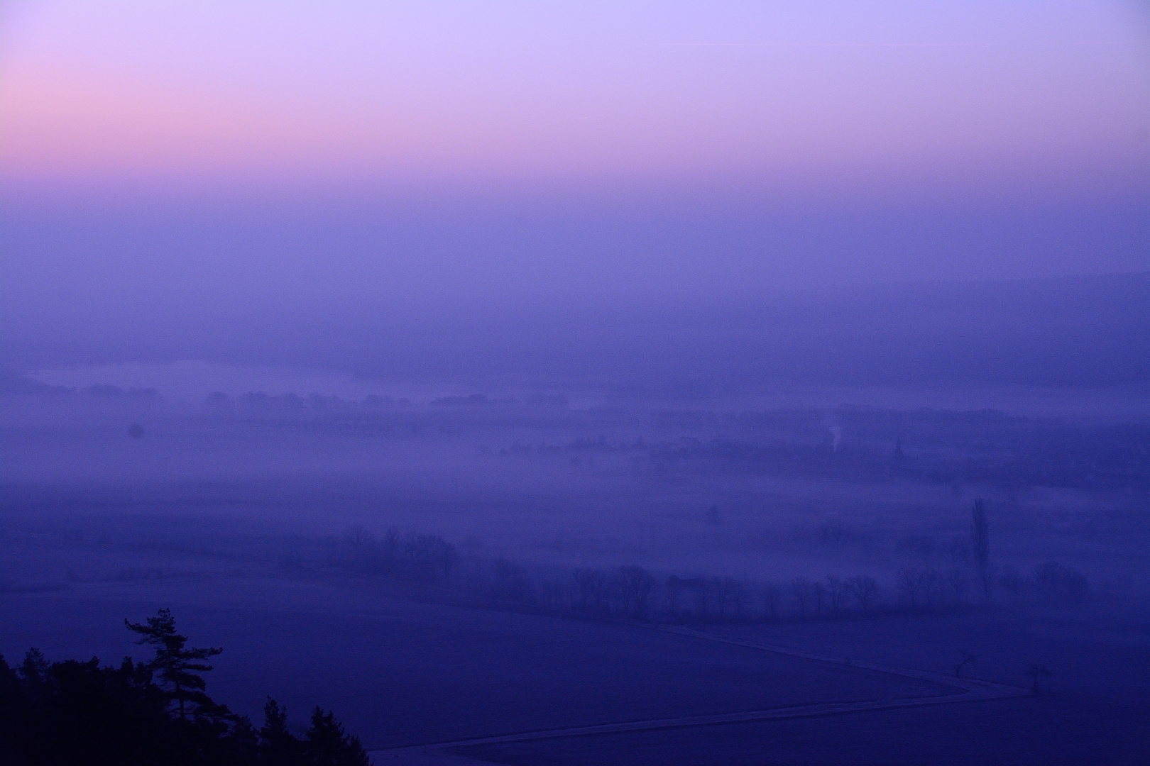 nebelgefüllte Morgendämmerung