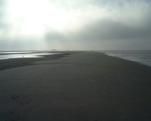 Nebelschwaden über dem Strand von St. Peter-Ording