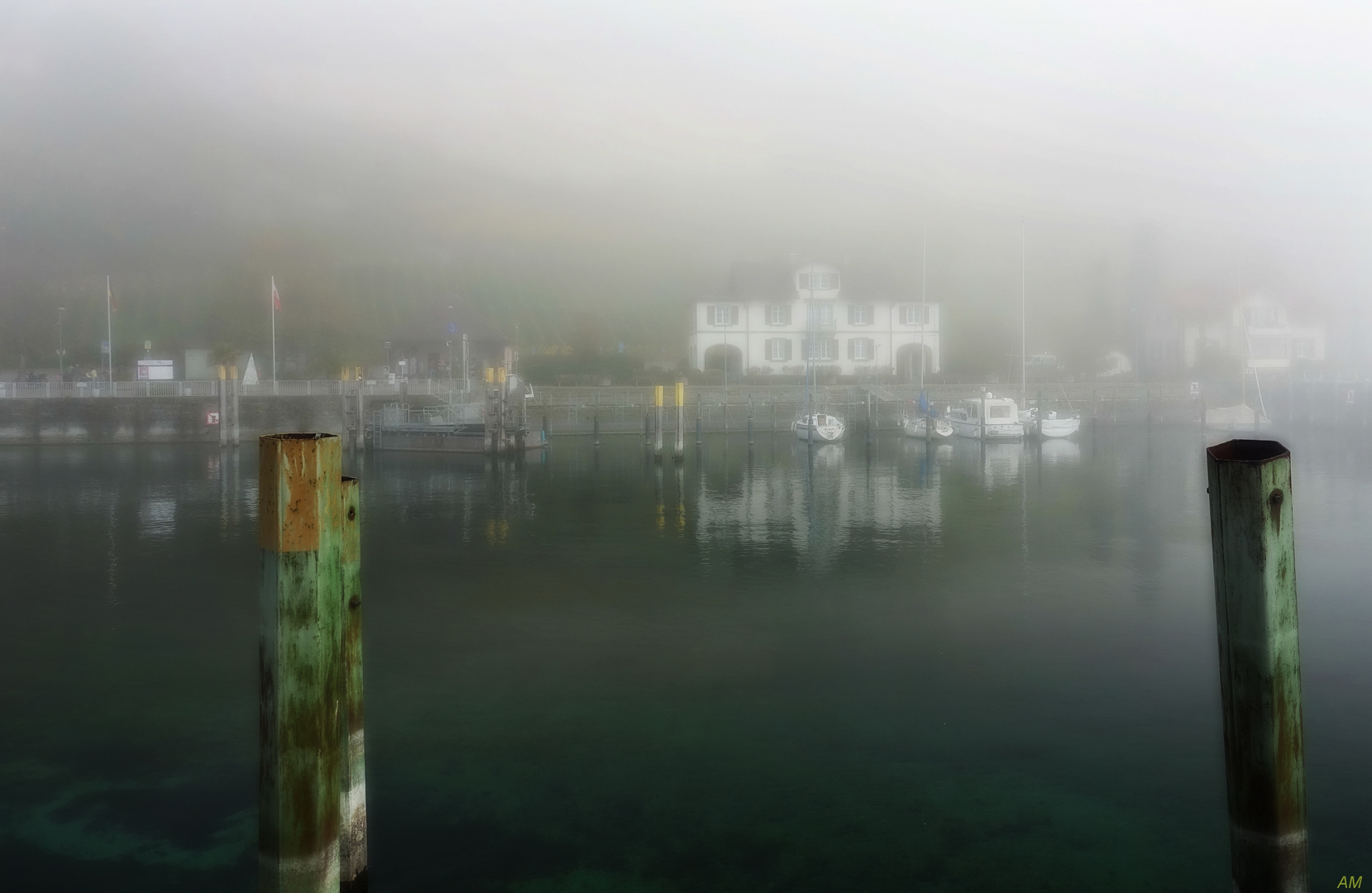 Nebelstimmung im Meersburger Hafen
