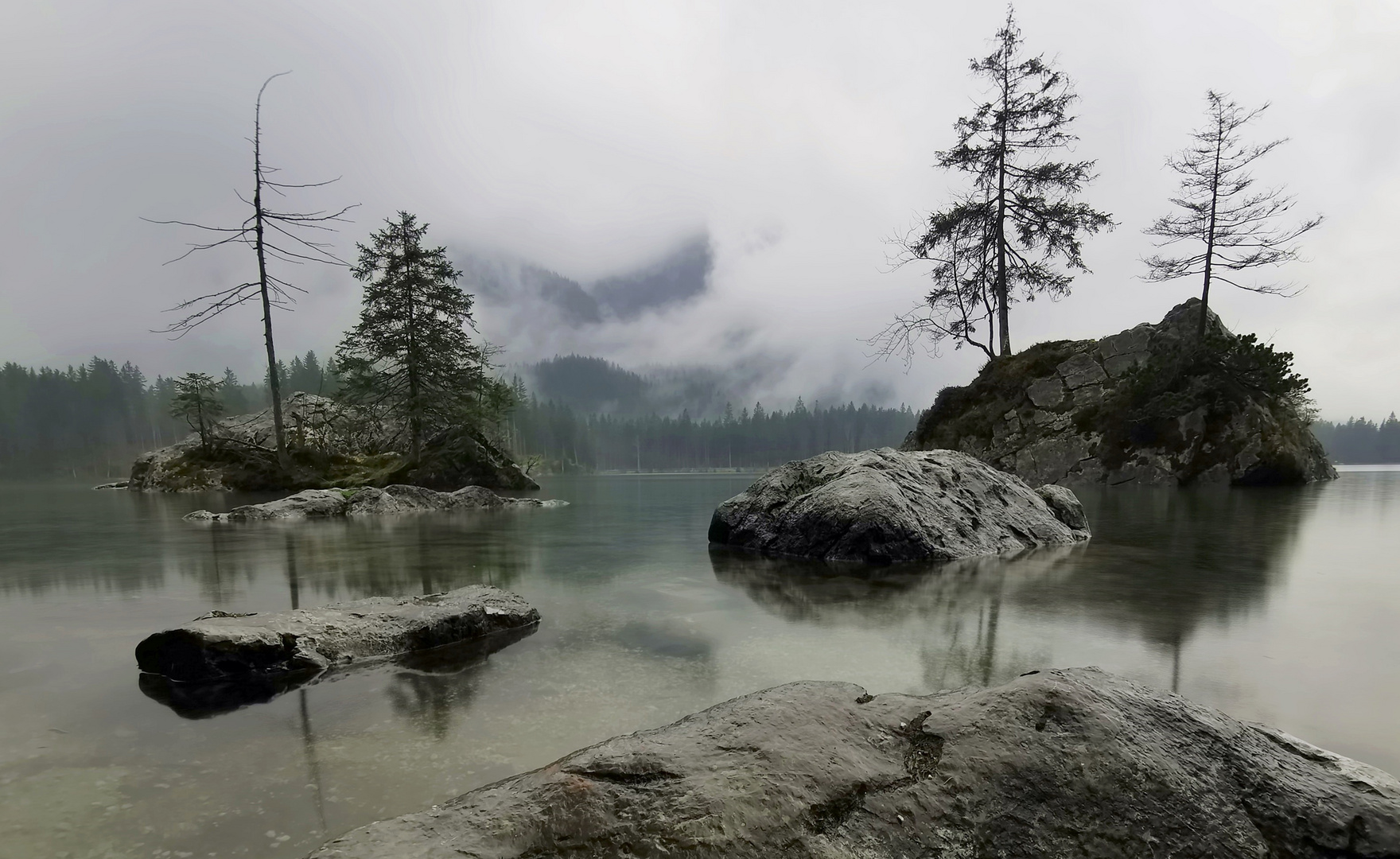 Nebeltag am Hintersee / Berchtesgardner Land /Bayern