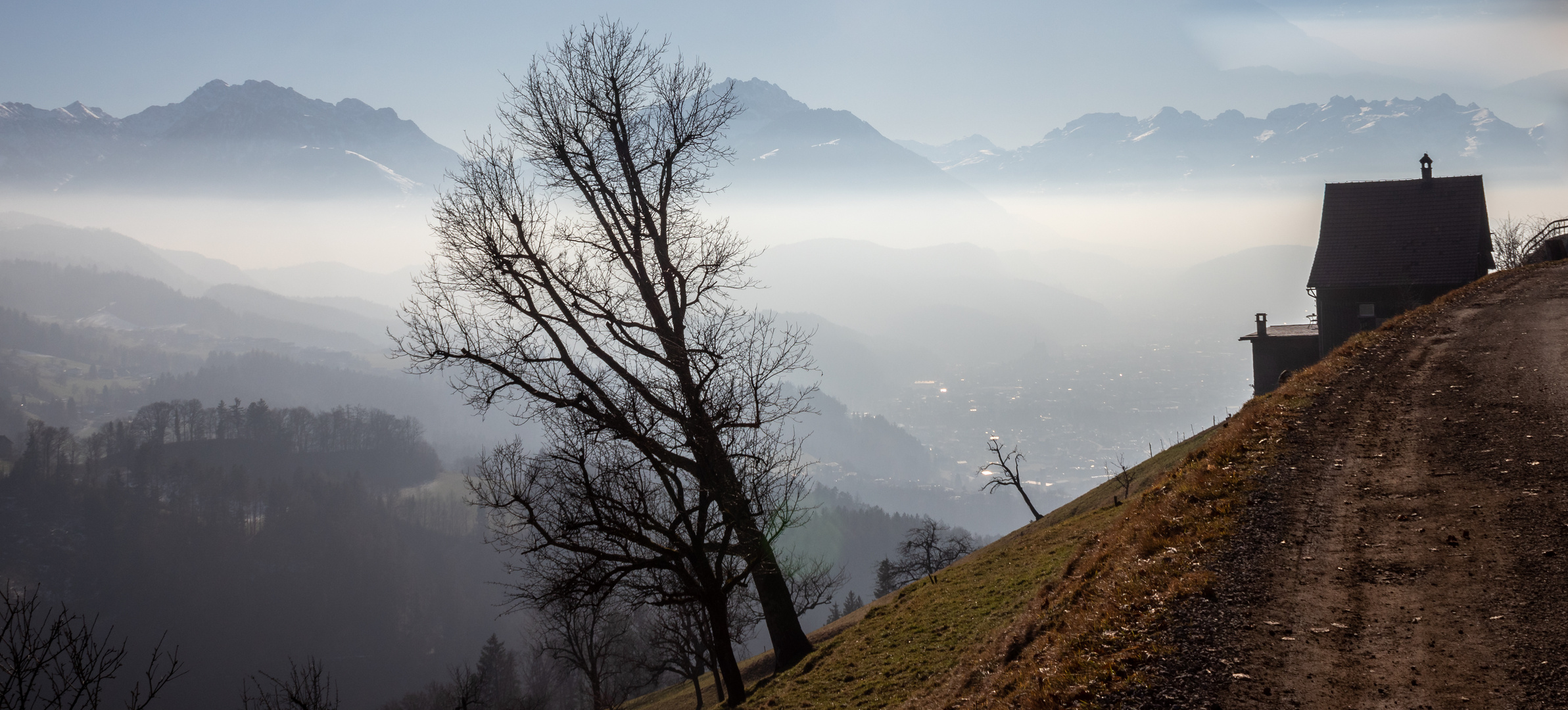 Neblige Landschaft