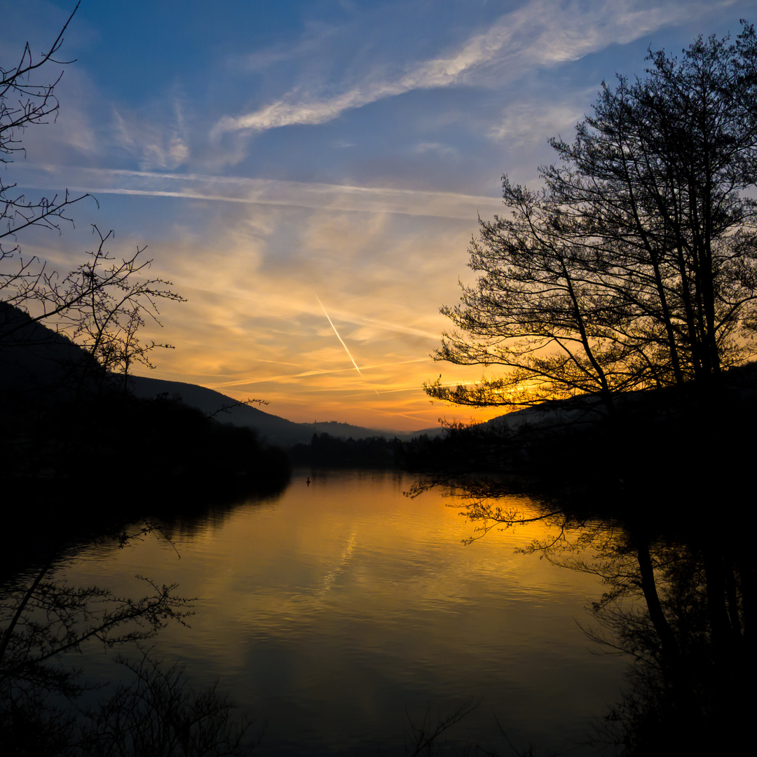 Neckar bei Neckargemünd frühmorgens