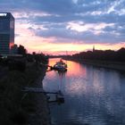 Neckar in Mannheim im Abendrot