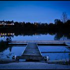 Neckar in Mannheim in der Abenddämmerung