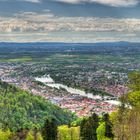 Neckartal und Neuenheimer Feld vom Königsstuhl gesehen, Heidelberg HDR