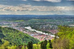 Neckartal und Neuenheimer Feld vom Königsstuhl gesehen, Heidelberg HDR