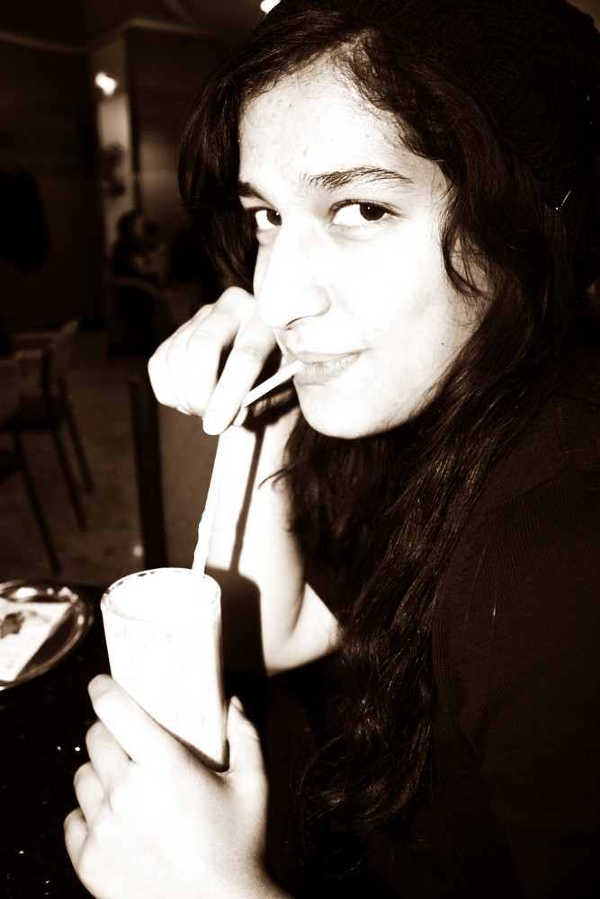 neelab & her milkshake.