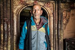 Nepal 2019: Tempelwächter am Dattatraya Tempel, Bhaktapur