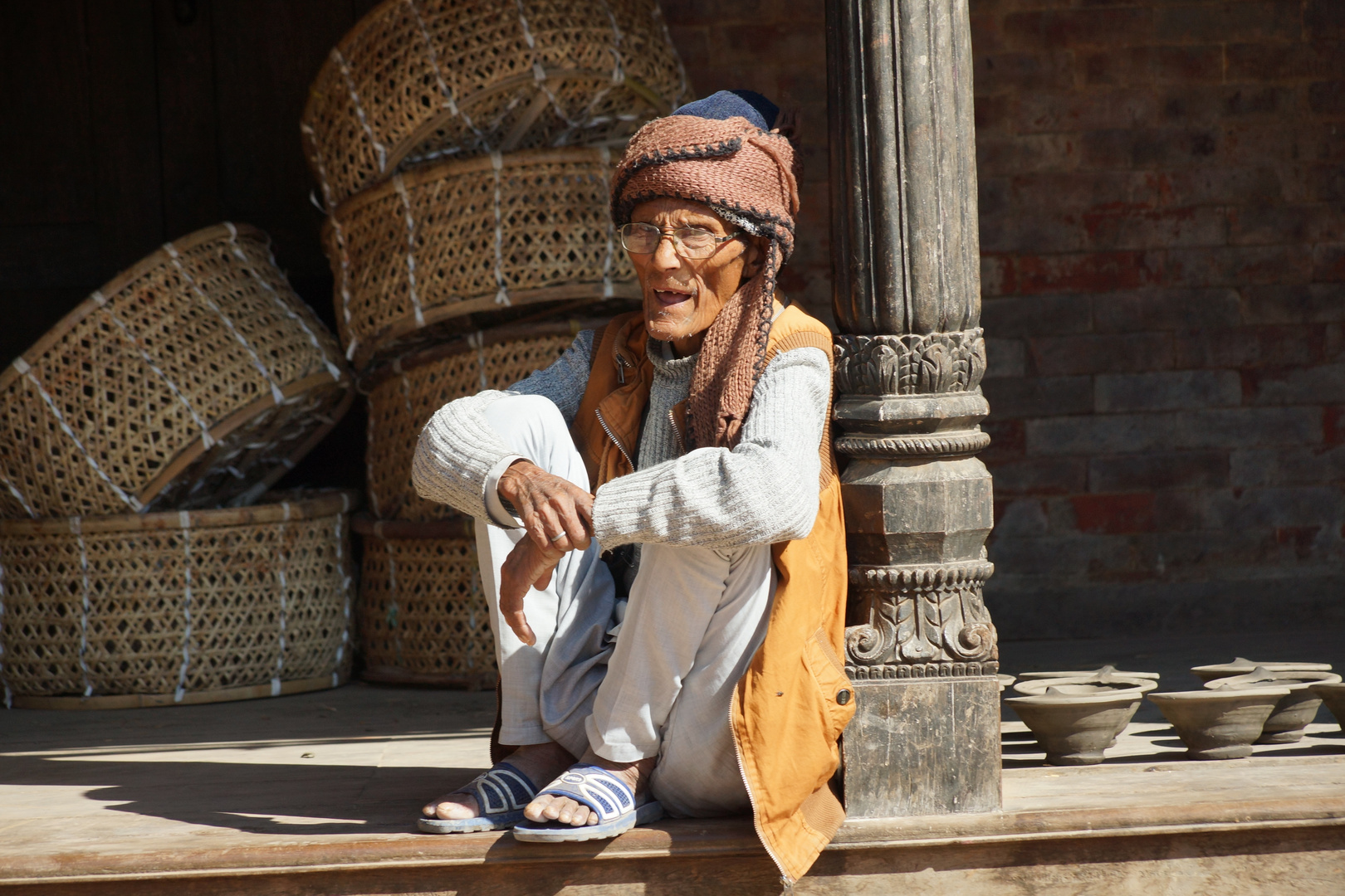 Nepal alter Mann in Baktanpur