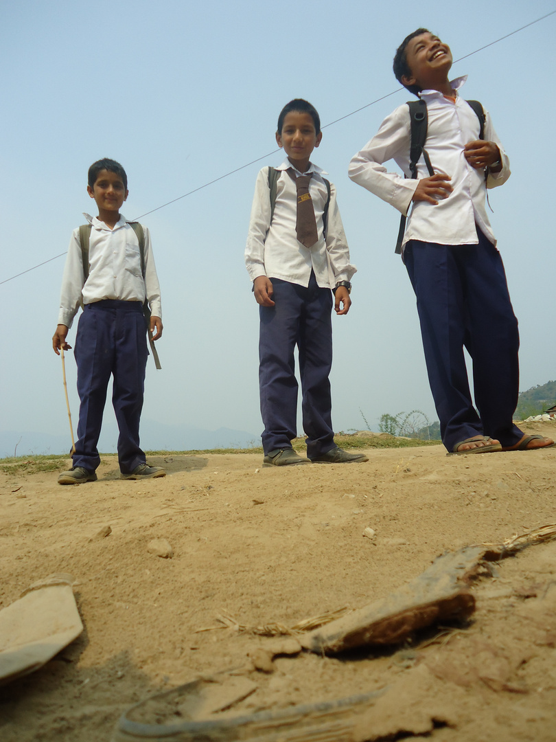 Nepali boys on their way to school