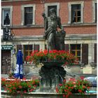 Neptunbrunnen mit Blumenschmuck