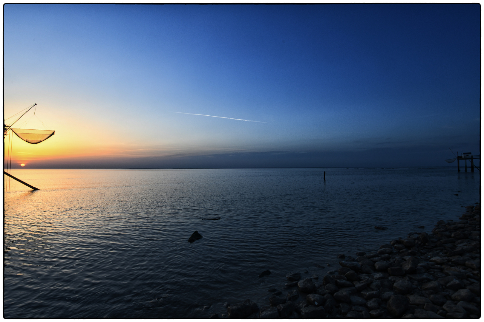 network in blue hour