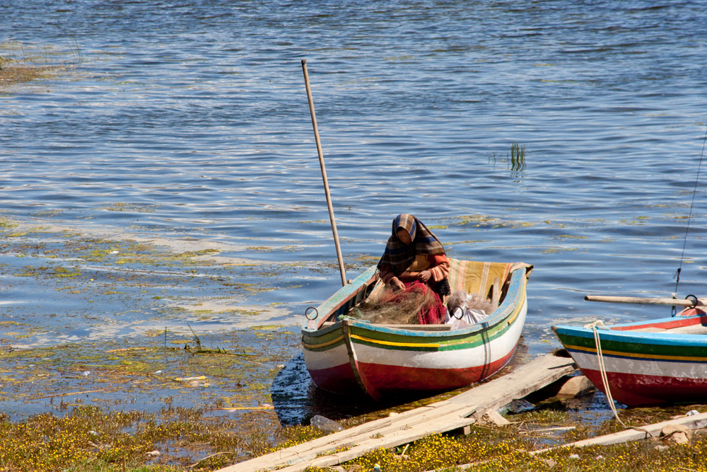 Netz-Flicken am Lago Titicaca, Bolivien