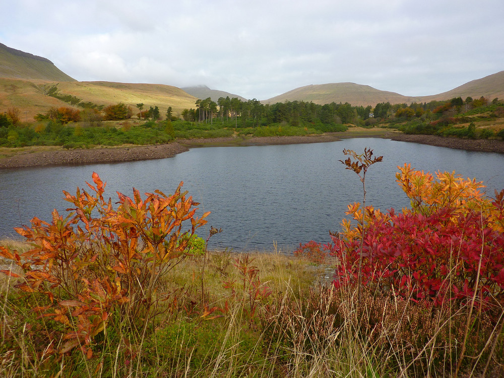 Neuadd Reservoir with Pen-y-Fan and Cribyn in the distance