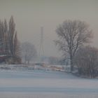 Neue Rheinbrücke Wesel im Winter.
