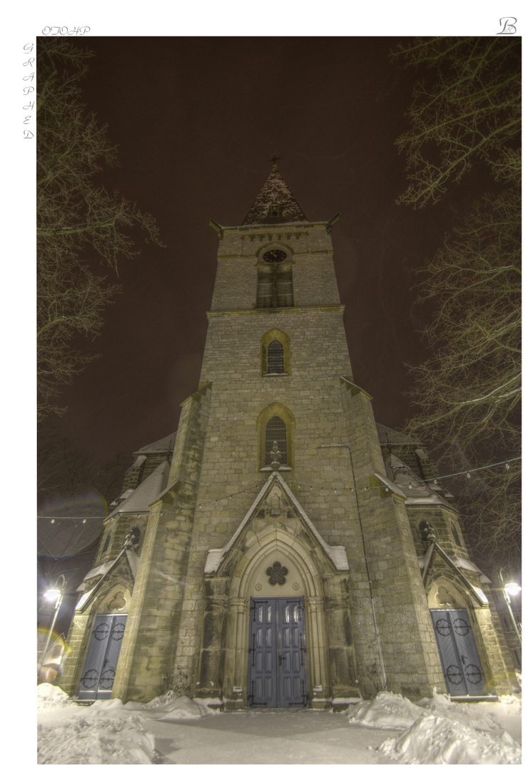 Neuenkirchner Kirche bei Nacht