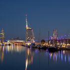 Neuer Hafen in Bremerhaven bei Nacht