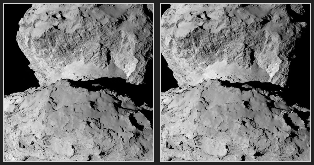 Neueres Stereo von Rosetta (3D)