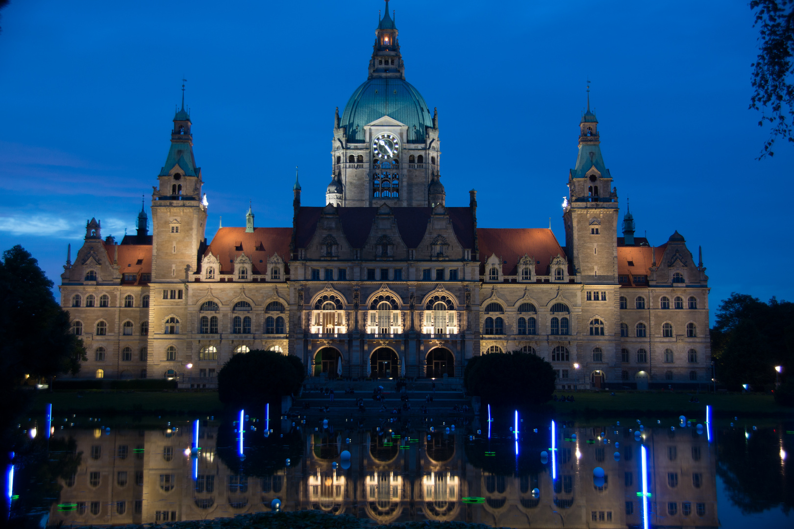 Neues Rathaus in Hannover bei Nacht