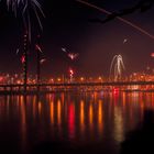 Neujahr Rheinkniebrücke Düsseldorf