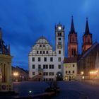 Neumarkt in Oschatz mit Marktbrunnen, Rathaus und St.Aegidienkirche