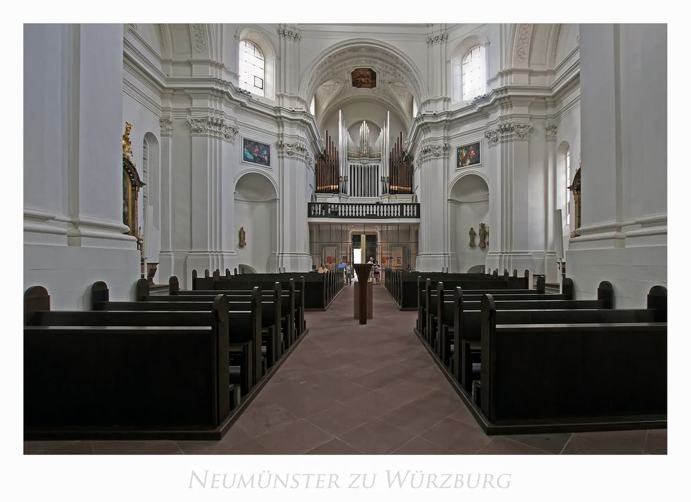 Neumünster zu Würzburg " der Blick, zur Orgel..."