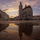 Neupfarrplatz Regensburg im Sonnenuntergang