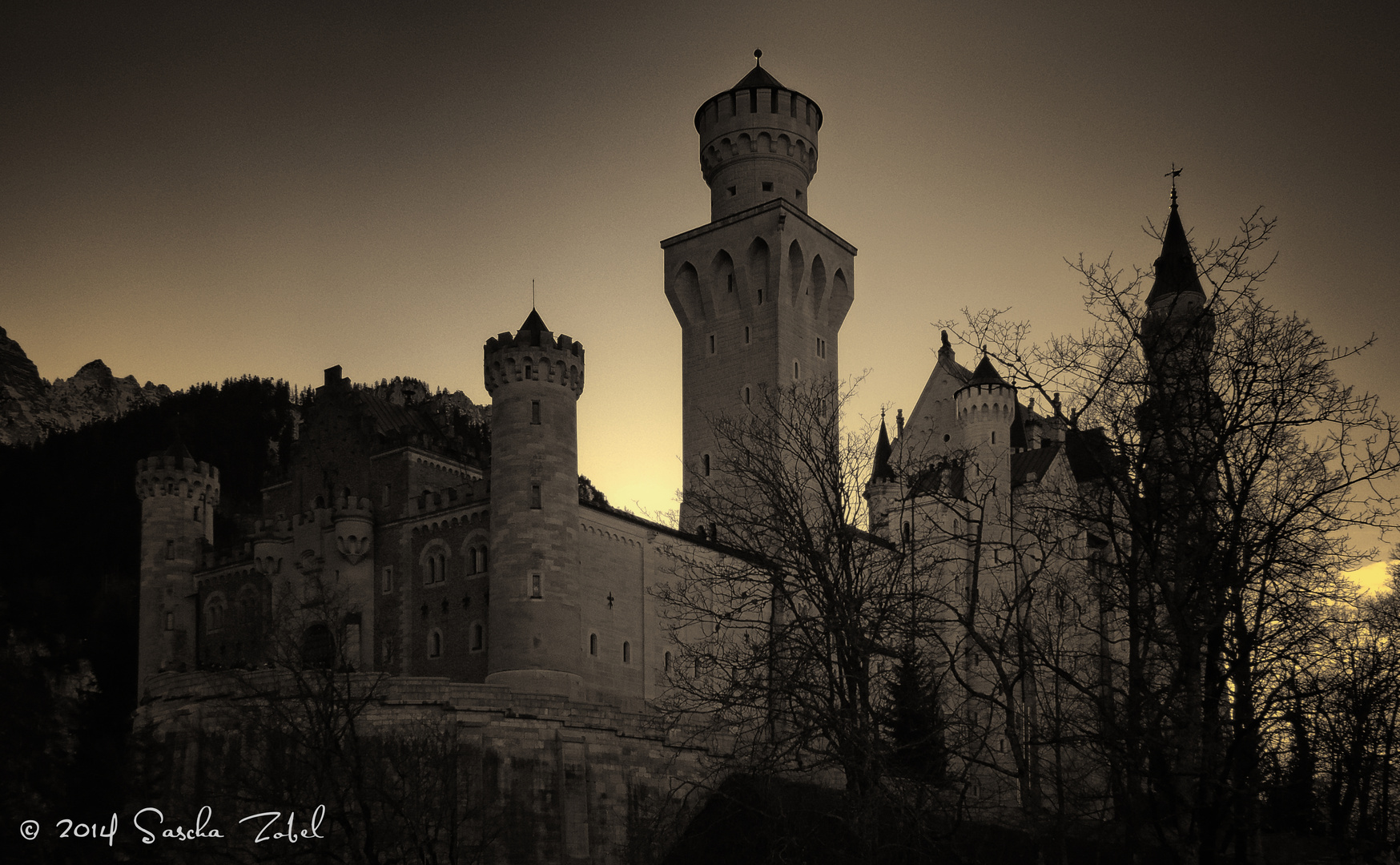 Neuschwanstein im Sonnenuntergang