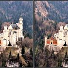 Neuschwanstein von der Hornburg 3D Kreuzblick