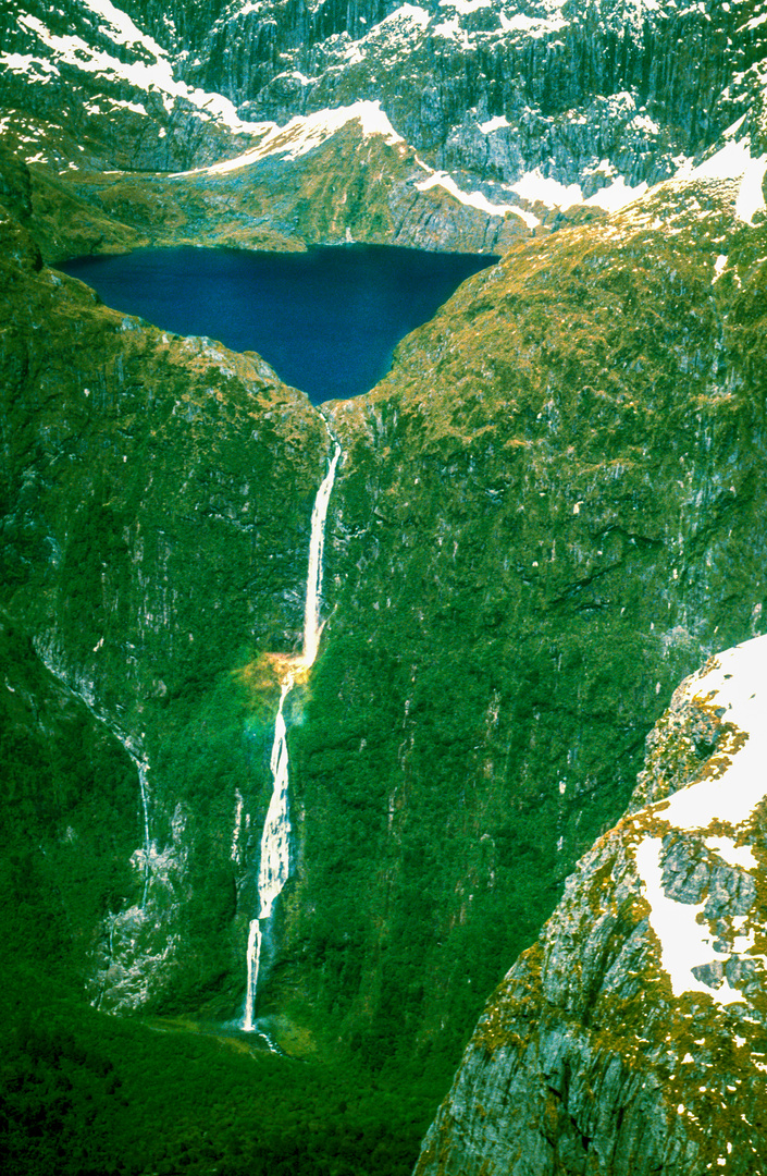 Neuseeland im Oktober 1992, Sutherland Falls und LakeQuill