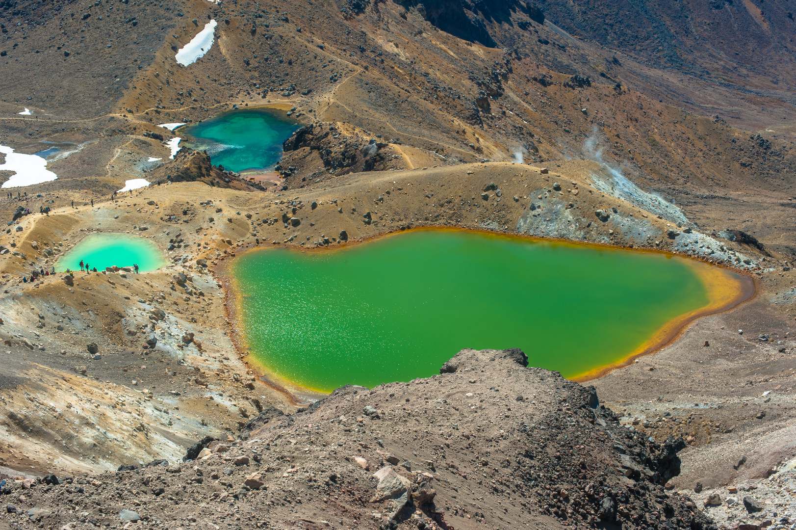 Neuseeland: Nordinsel, Tongariro Alpine Crossing. Emerald Lakes