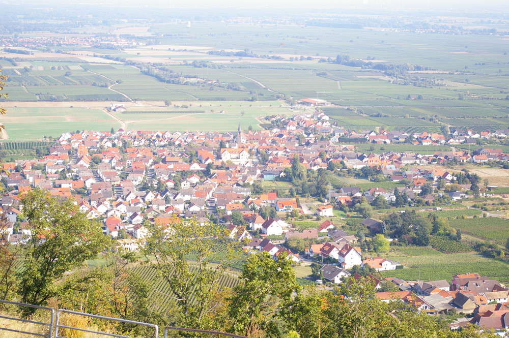 Neustadt an der Weinstraße vom Hambacherschloss aus fotografiert.