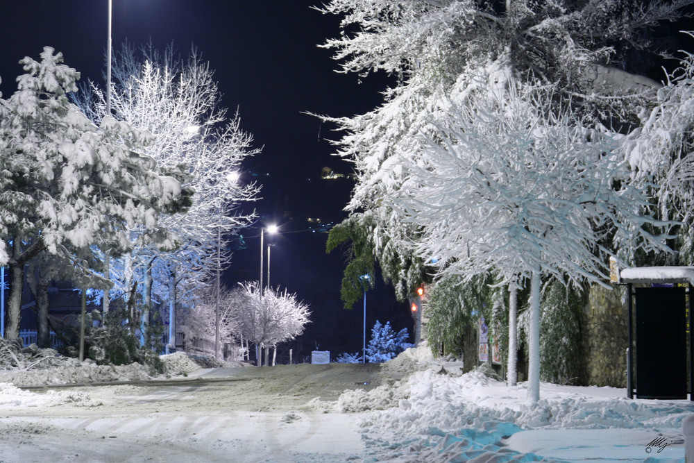 neve con effetto luci