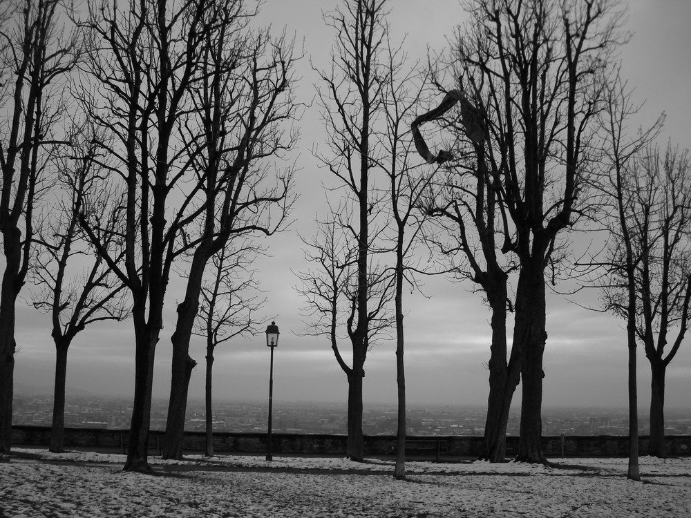 neve in città alta, aria di solitudine -BG-