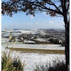 nevica sui colori d'autunno.