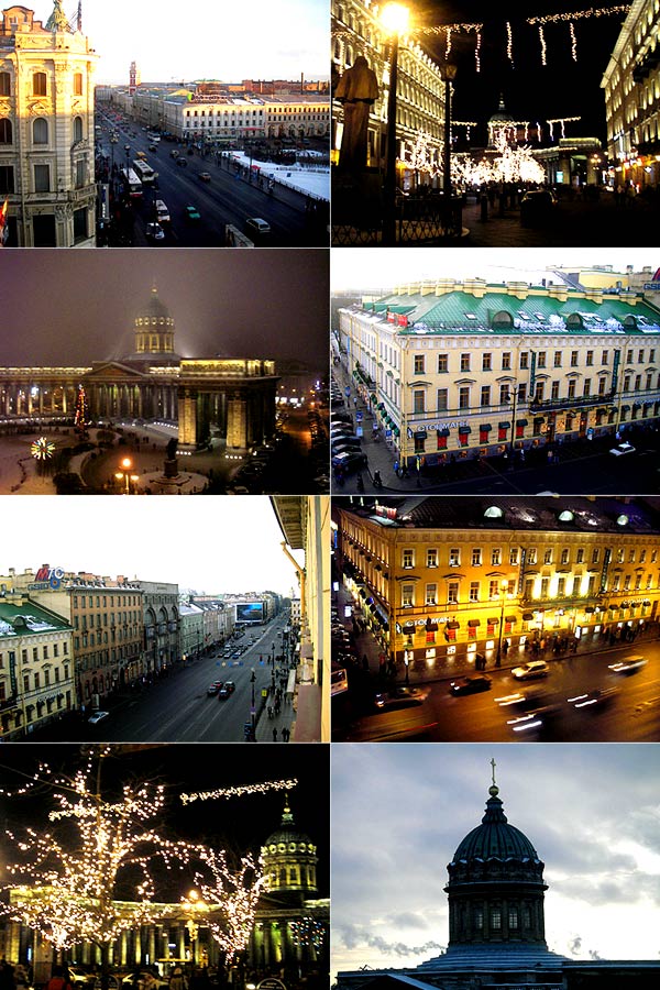 Nevsky Avenue on Christmas Day - Day & Night