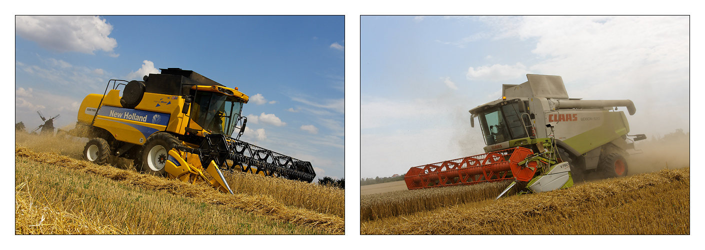 >> New Holland CSX 7080 vs. Claas Lexion 570 