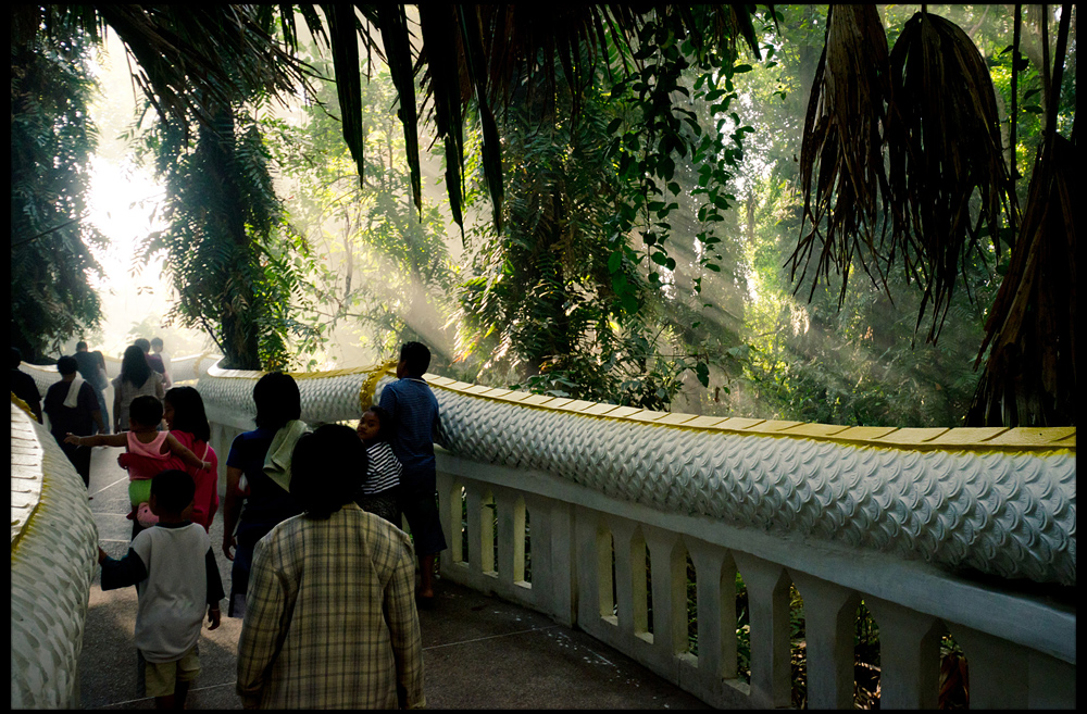 New Year's walk over Naga bridge at Wat Kham Chanot