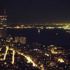 New York by night , Towers of the World Trade Center , Statue of Liberty