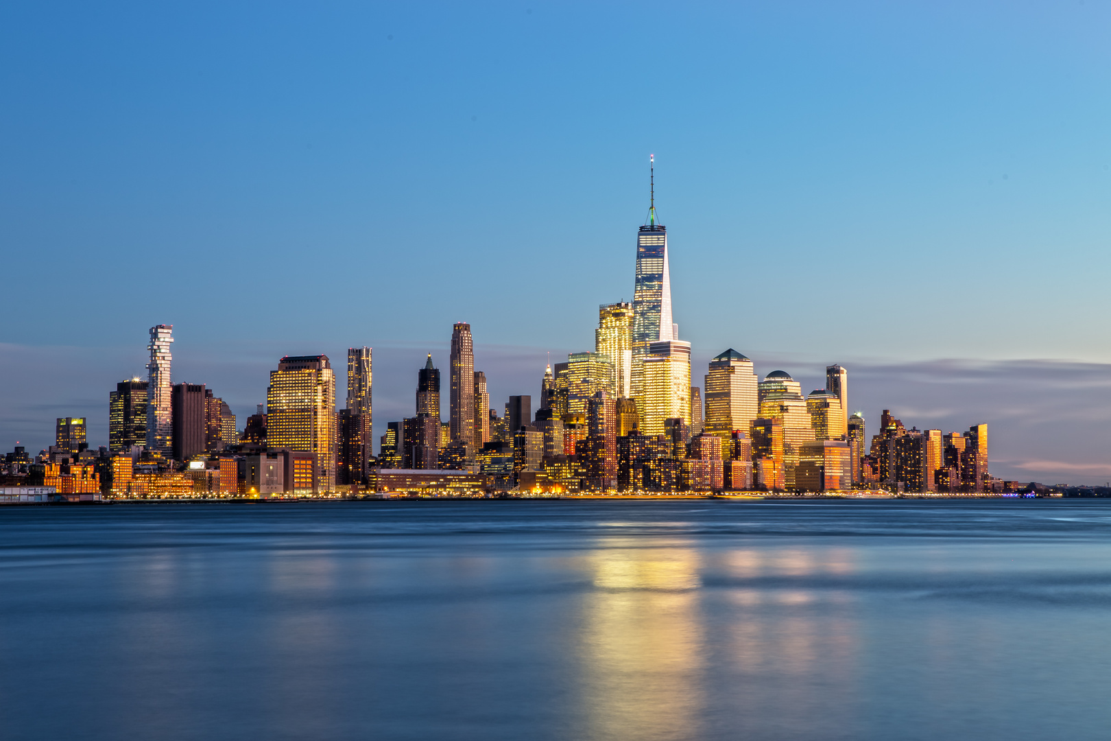 New York Skyline zum Sonnenuntergang