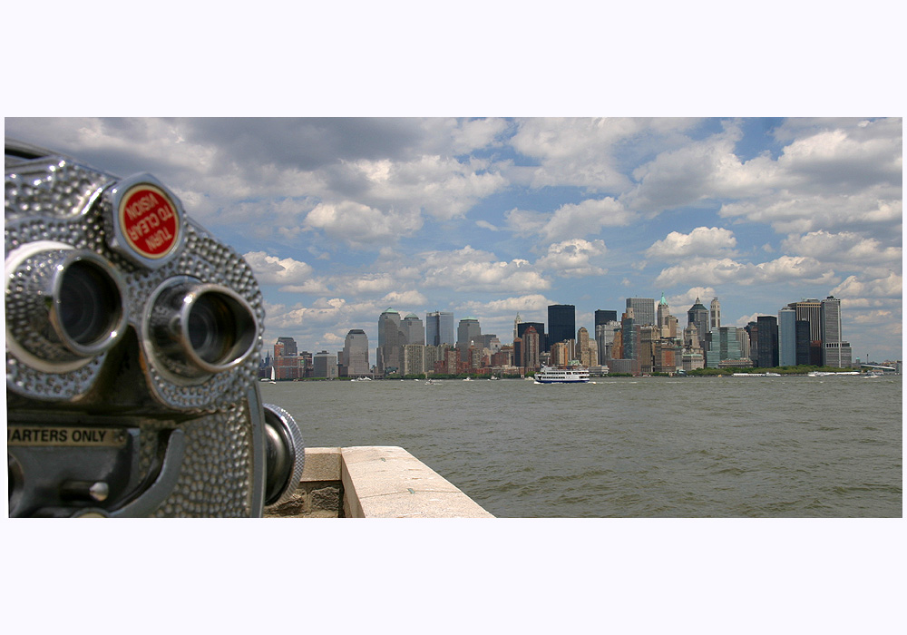 New York: South Manhattan Skyline seen from Ellis Island