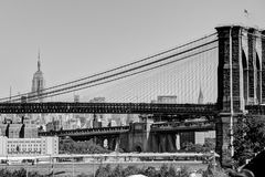 New York - View on Empire State Building & Brooklyn Bridge seen from Brooklyn