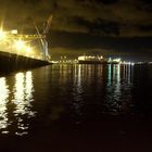 Newcastle river Tyne at night